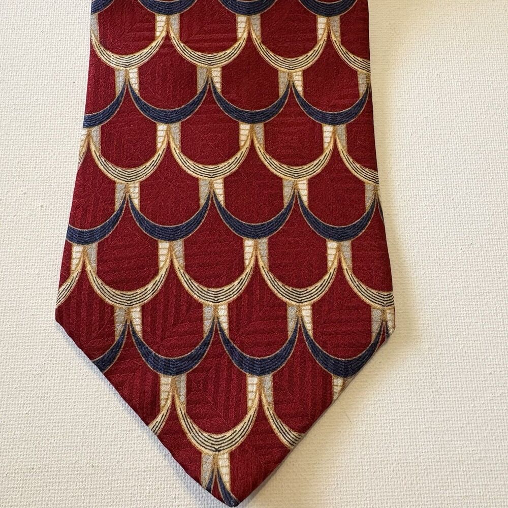 Etienne Aigner Silk Neck Tie Red Blue Gold Classic Office